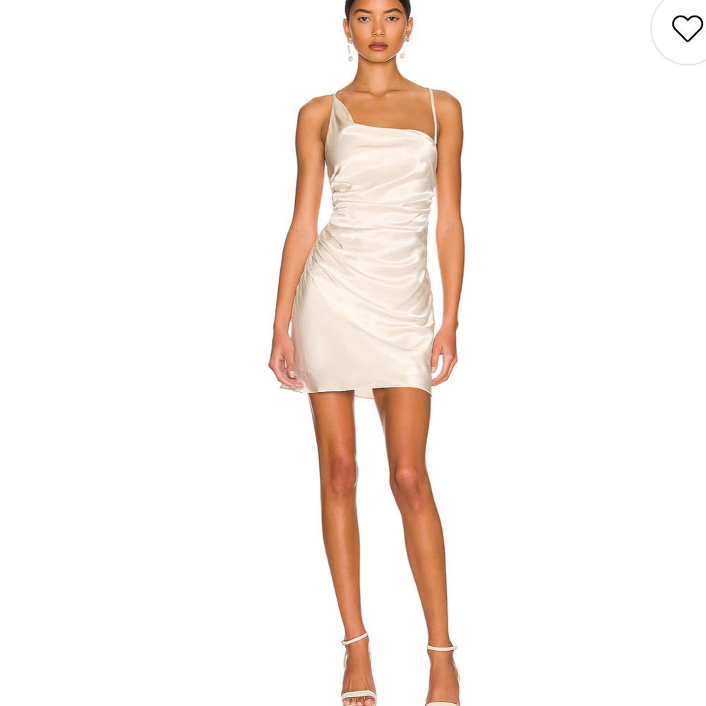 Shona Joy - La Lune Cream Asymmetrical Cowl Mini Dress